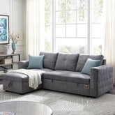 Sectional Sleeper 5 Seater Left-Side L-Shape Sofa Bed with Comfort Cushion - WoodenTwist
